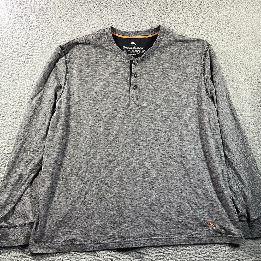 Tommy Bahama Mens Long Sleeve Henley Shirt Gray XXL Style 229800 Marled